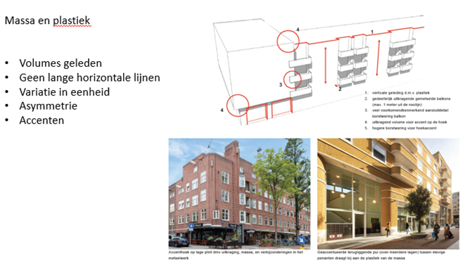 Afbeeldingen van gebouwen met meerdere bouwlagen en verschillende verticale delen. 